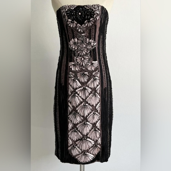 Sue Wong Dresses & Skirts - Vintage Sue Wong Size 6 Black & Blush Beaded Soutache Cocktail Dress